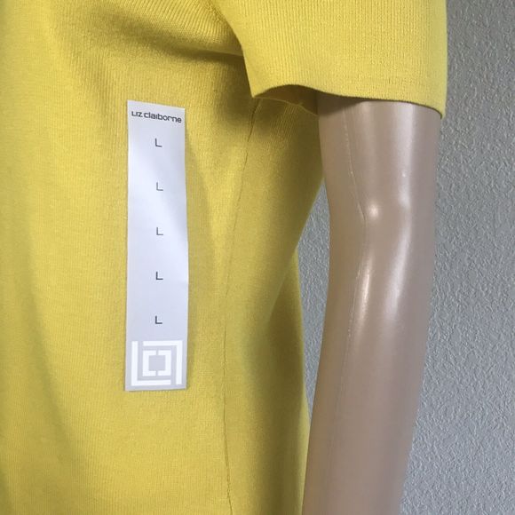 Liz Claiborne Collection Large Shirt Super Yellow NWT Stretch Shirt Sl Top Work - Picture 2 of 5